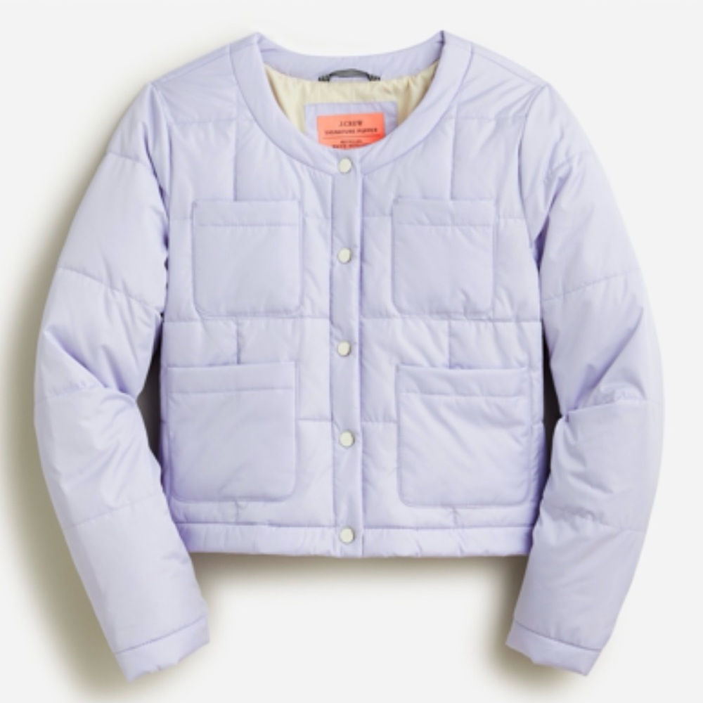 NEW Lavender Quilted Puffer Jacket • Cropped Pastel Winter Coat